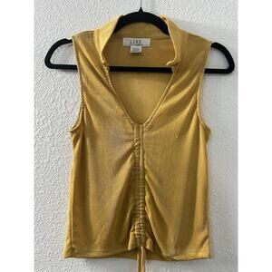 L.I.F.E. Love Is For Eternity Gold Slinky Cinch Up Waist Summer Tank Sz‎ L